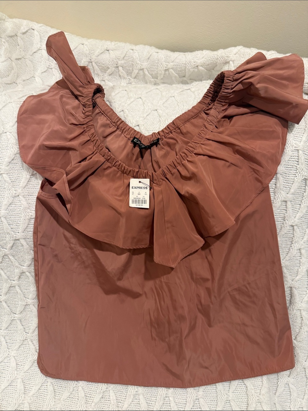Express Women's Dusty Rose Ruffle Off-Shoulder Top